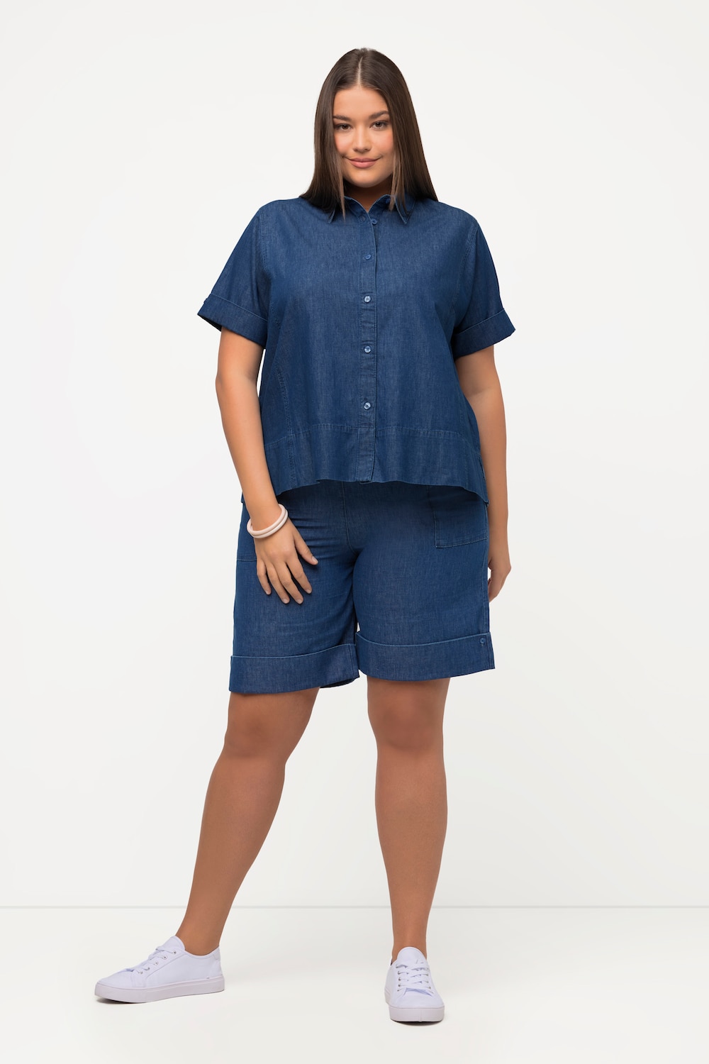 Große Größen Shirtbluse, Damen, blau, Größe: 54/56, Baumwolle, Ulla Popken