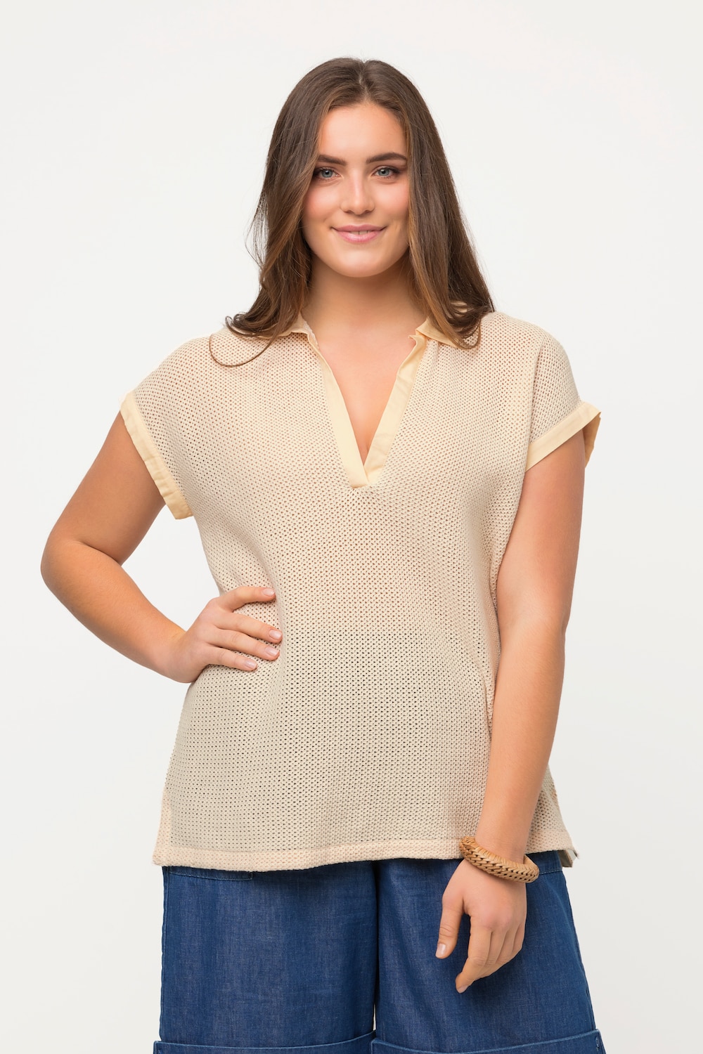 Große Größen Pullover, Damen, gelb, Größe: 46/48, Baumwolle, Ulla Popken