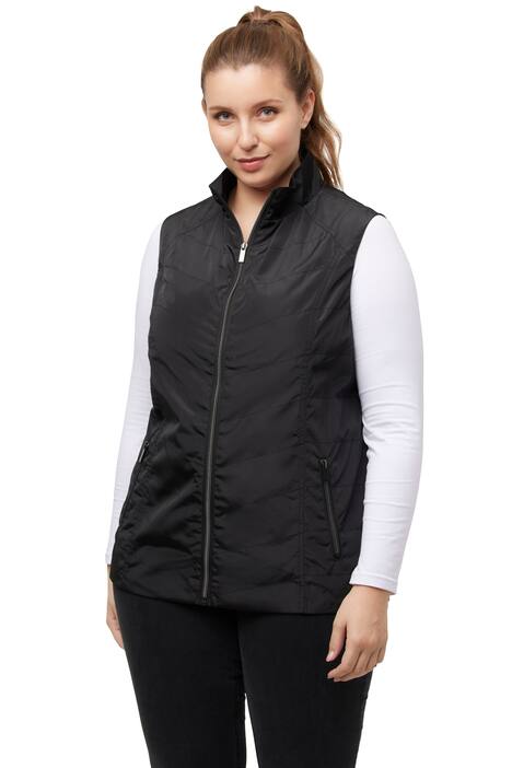 Vesta, ozdobné švy, stojáček, kapsy na zip