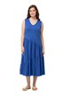 Midi šaty, A střih, výstřih do V, bez rukávů, biobavlna