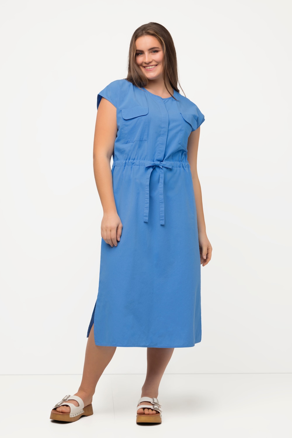 Thumbnail - Große Größen Midikleid, Damen, blau, Größe: 46/48, Baumwolle, Ulla Popken