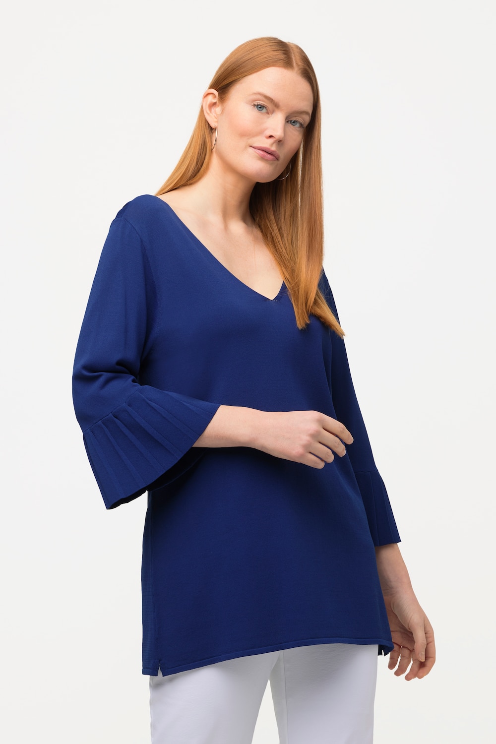 Grote Maten pullover, Dames, blauw, Maat: 54/56, Viscose/Synthetische vezels, Ulla Popken