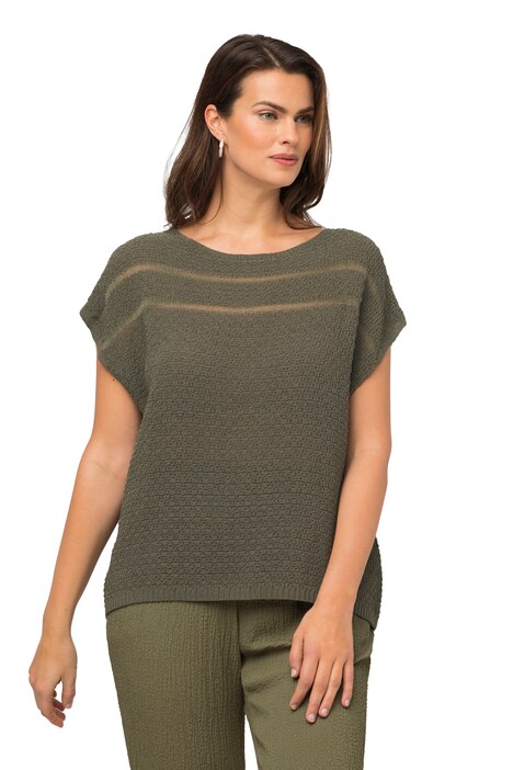 Svetr, struktura, kulatý výstřih, krátké rukávy