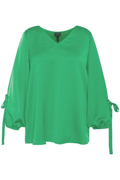 Halenka, výstřih do V, A střih, ozdobná stuha, balónové rukávy