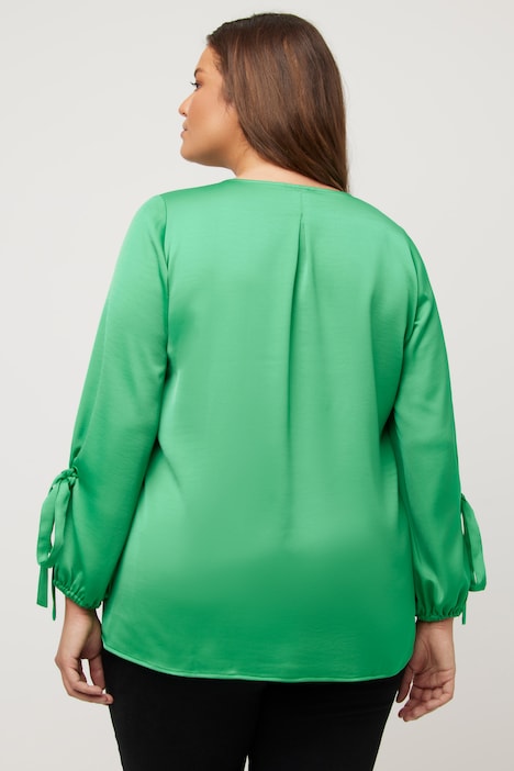 Satin Balloon Sleeve V-Neck Blouse | all Blouses | Blouses