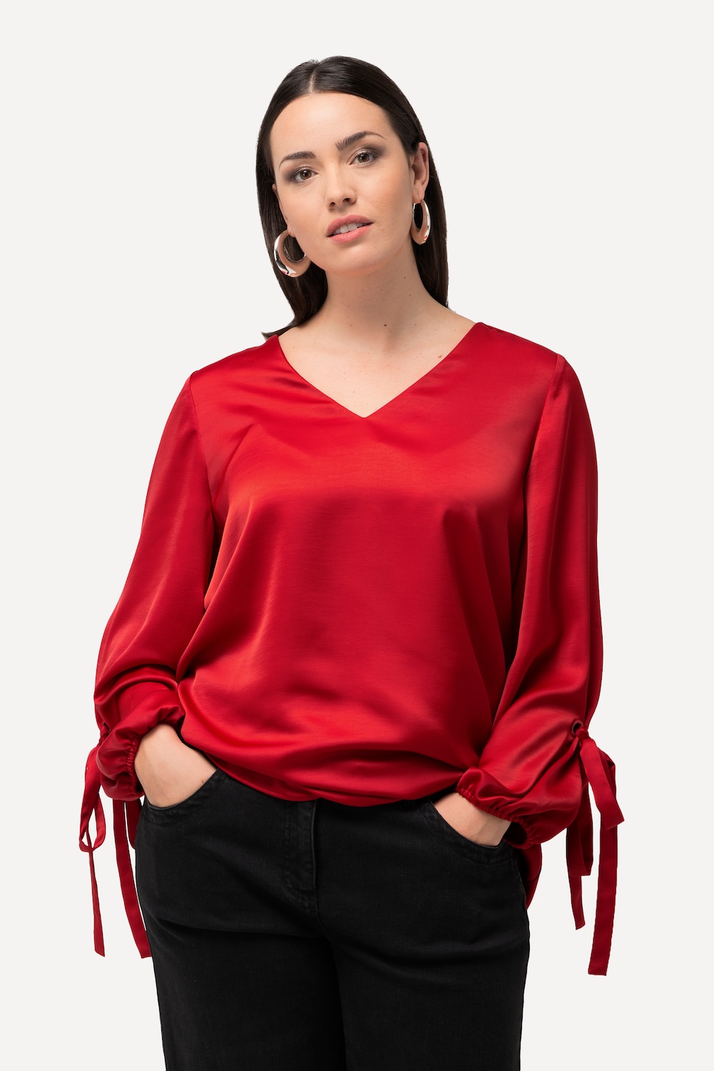 Grote Maten blouse, Dames, rood, Maat: 58/60, Polyester, Ulla Popken