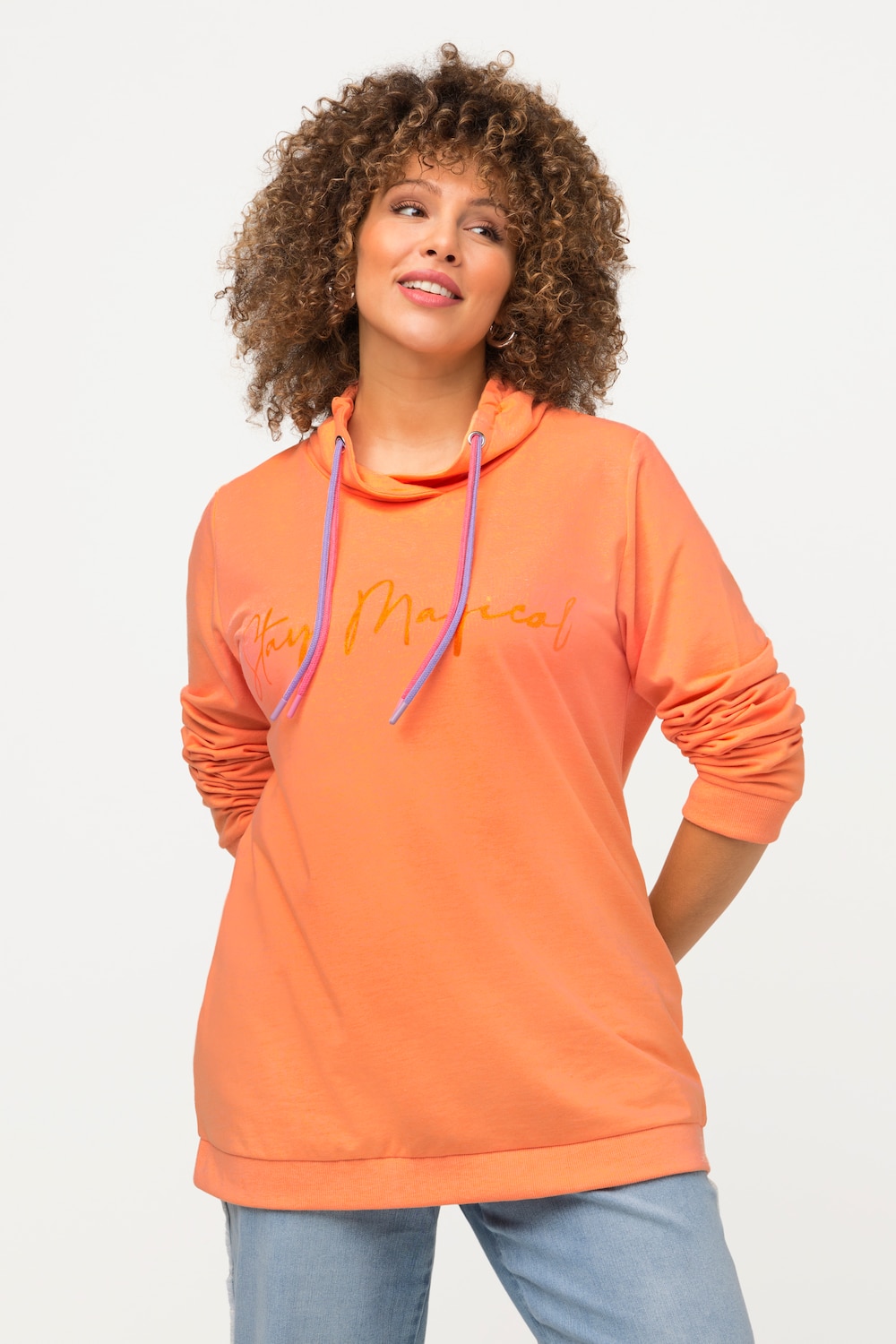 Grote Maten sweatshirt, Dames, oranje, Maat: 62/64, Katoen/Polyester, Ulla Popken