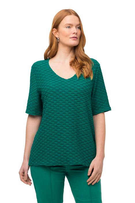 Tričko, 3D struktura, výstřih do V, krátké rukávy