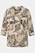 Shirt, Blätter, Kelchkragen, V-Ausschnitt, 3/4-Arm