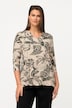Shirt, Blätter, Kelchkragen, V-Ausschnitt, 3/4-Arm