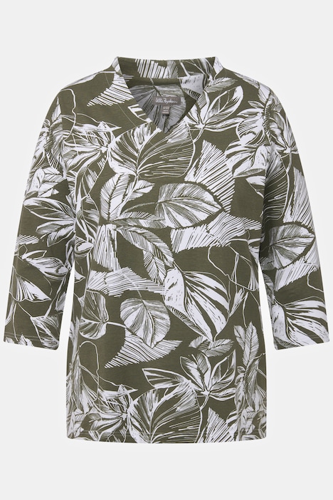 Leaf Print 3/4 Sleeve Tee | T-Shirts | Knit Tops & Tees