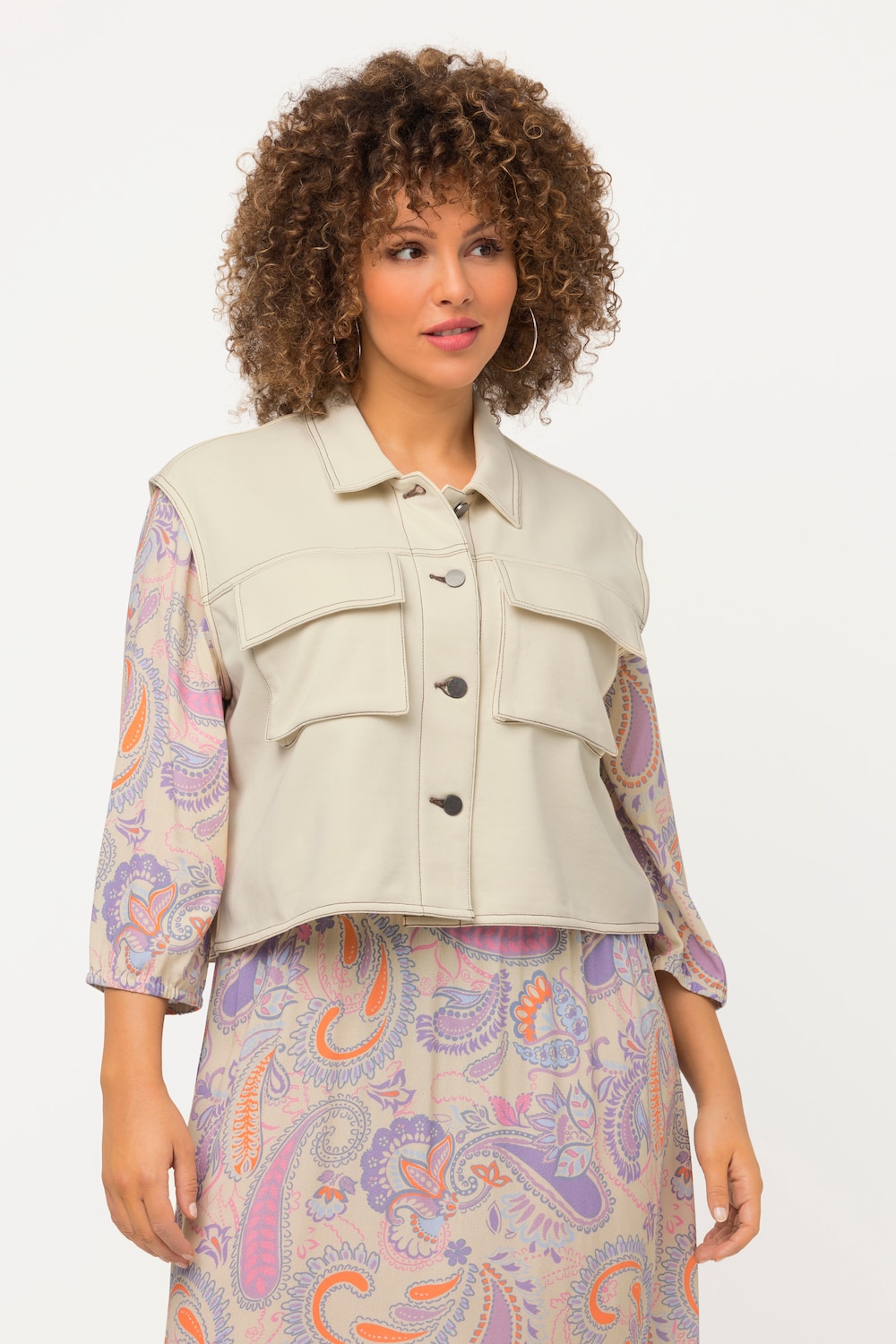 Große Größen Sweatweste, Damen, gelb, Größe: 50/52, Baumwolle/Polyester, Ulla Popken