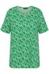 Tričko, květy, A střih, výstřih do V, krátké rukávy