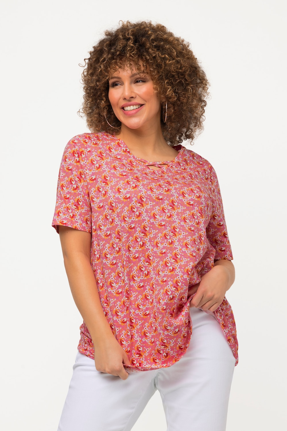 Grote Maten T-shirt, Dames, roze, Maat: 46/48, Katoen, Ulla Popken