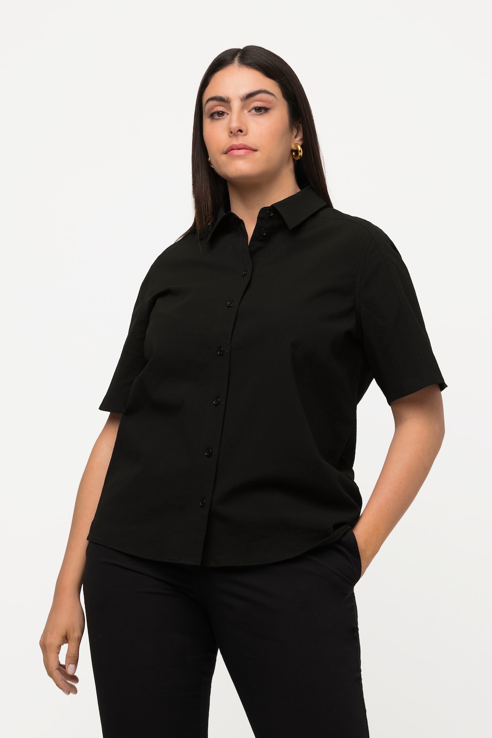 Grote Maten shirtblouse, Dames, zwart, Maat: 42/44, Katoen, Ulla Popken