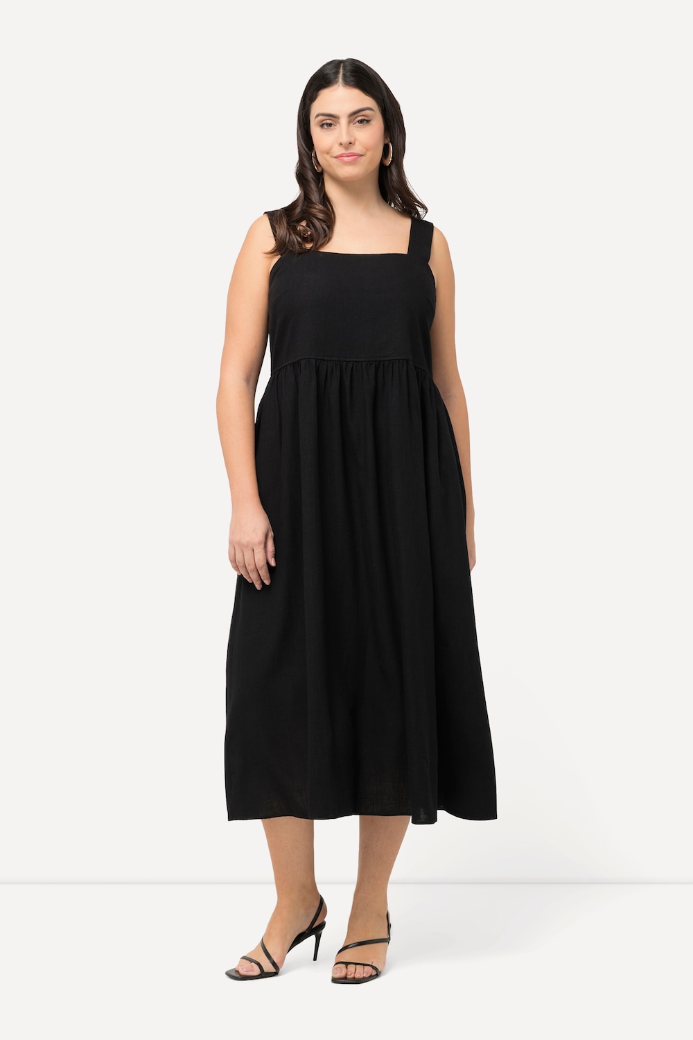 Große Größen Kleid, Damen, schwarz, Größe: 50/52, Viskose/Leinen, Ulla Popken