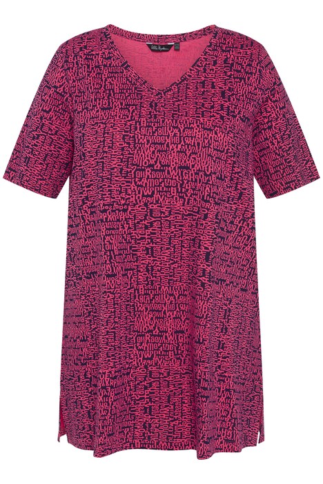 Tričko, vzorované, A střih, výstřih do V, krátké rukávy