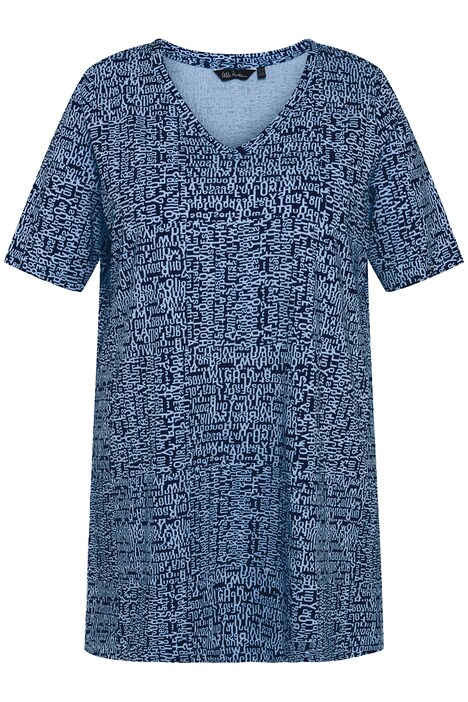 Tričko, vzorované, A střih, výstřih do V, krátké rukávy