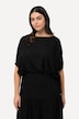 Bluse, Leinenmix, Oversized, U-Boot-Ausschnitt, Halbarm