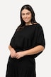 Bluse, Leinenmix, Oversized, U-Boot-Ausschnitt, Halbarm