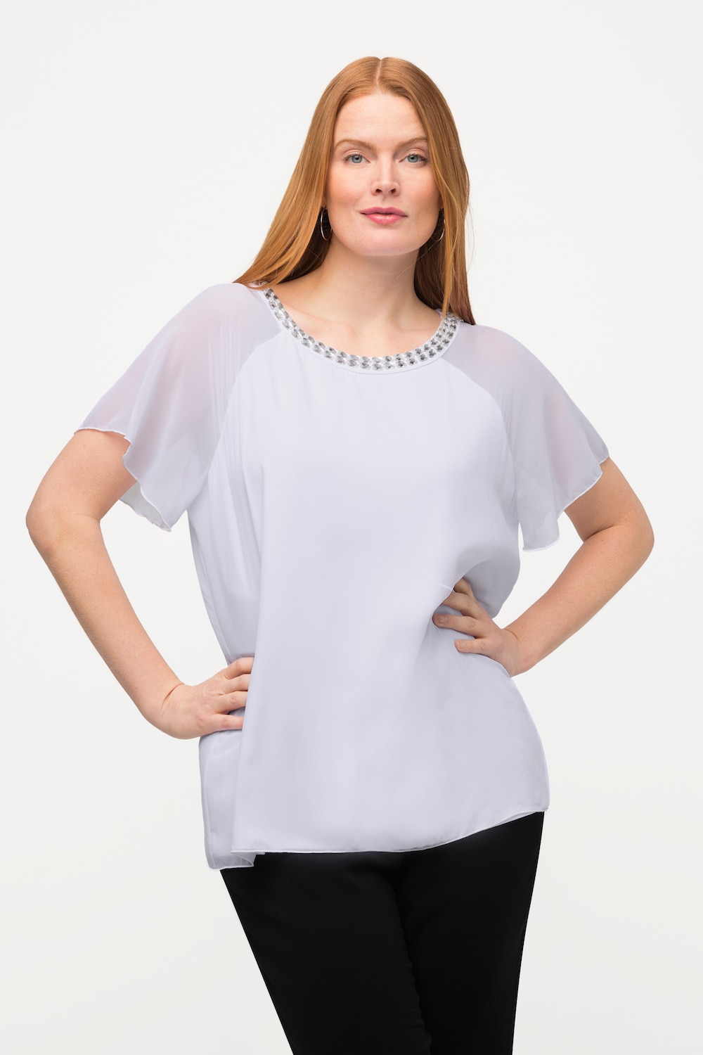 Grote Maten blouse, Dames, wit, Maat: 58/60, Polyester/Viscose, Ulla Popken