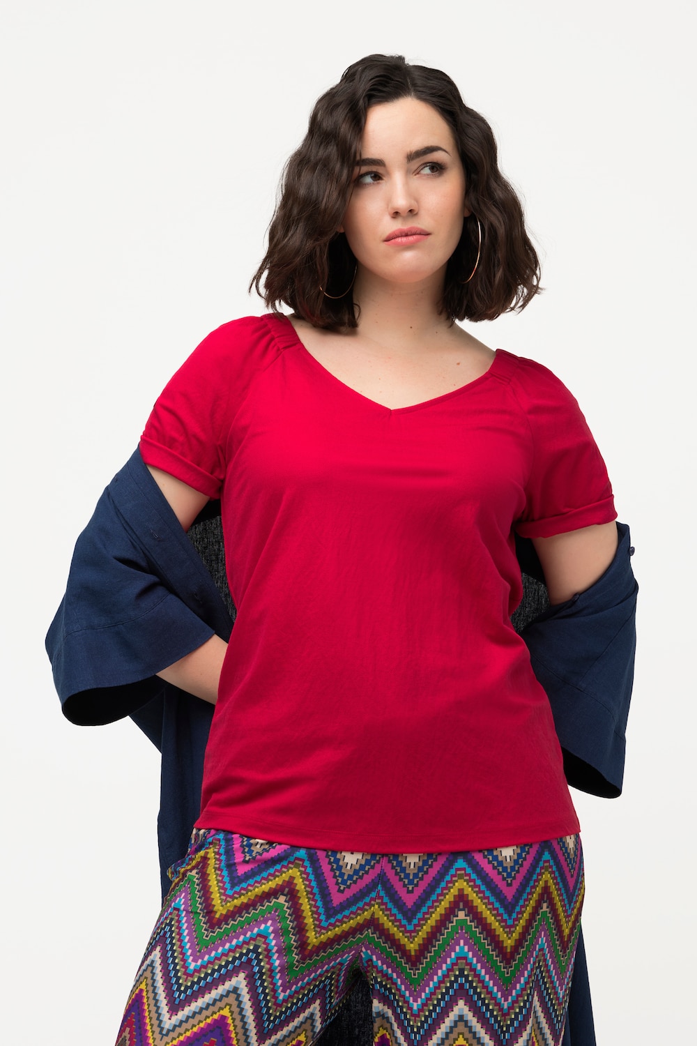 Große Größen Shirtbluse, Damen, rot, Größe: 58/60, Synthetische Fasern/Viskose, Ulla Popken