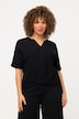 mousseline blouse, oversized, tuniekhals, korte mouwen