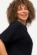 mousseline blouse, oversized, tuniekhals, korte mouwen