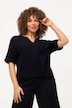 mousseline blouse, oversized, tuniekhals, korte mouwen