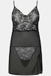 Negligé+String, 2-tlg. Set, Spitze und Mesh