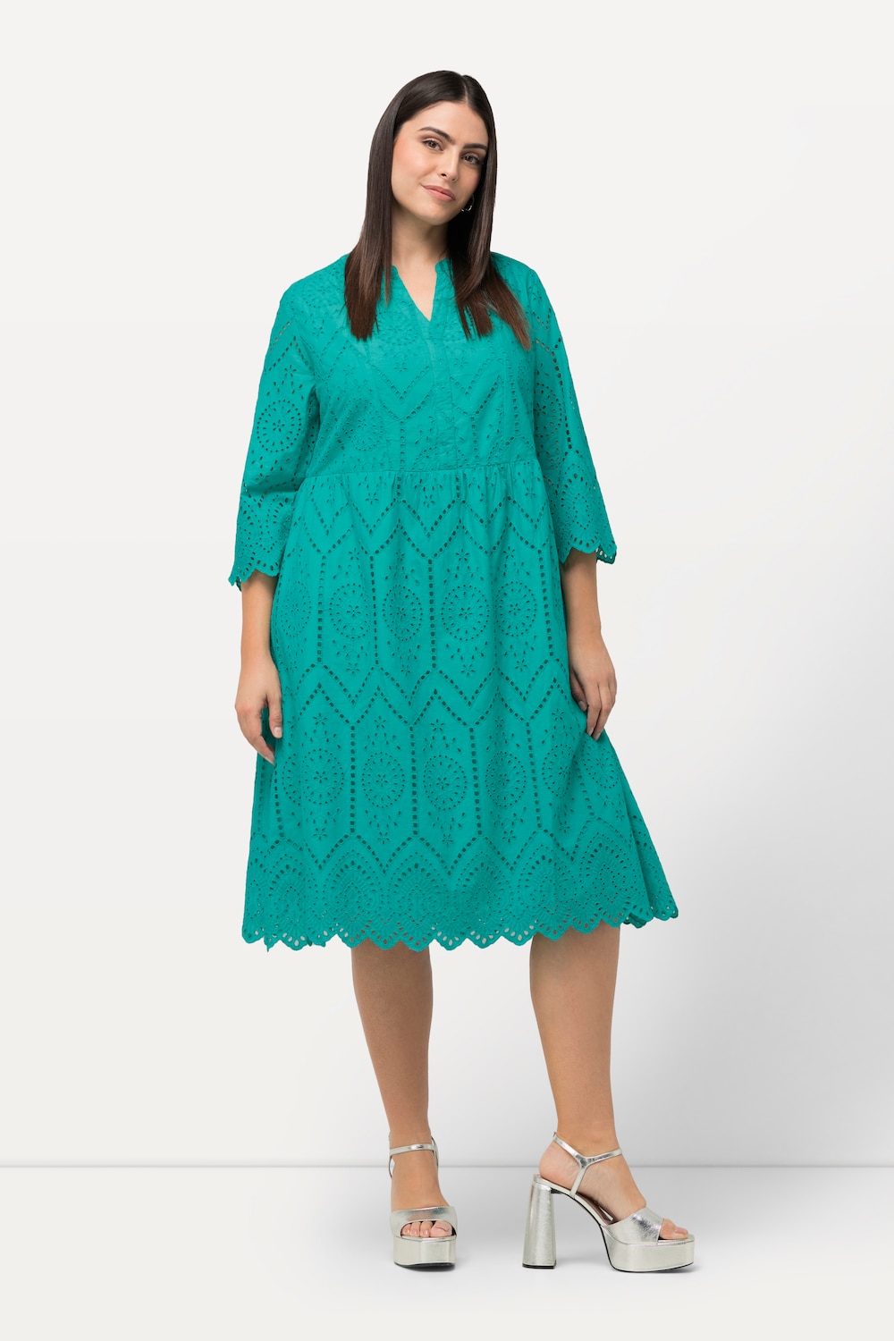 Große Größen Midikleid, Damen, türkis, Größe: 54/56, Baumwolle, Ulla Popken