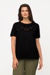 T-shirt, ażurowy haft, okrągły dekolt, krótki rękaw