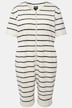 loungewear jumpsuit, strepen, ronde hals, zipper, korte mouwen