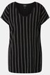 T-shirt, podłużne paski, dekolt w szpic, krótki rękaw