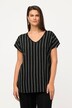 T-shirt, podłużne paski, dekolt w szpic, krótki rękaw