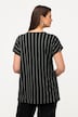 T-shirt, podłużne paski, dekolt w szpic, krótki rękaw