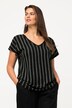 T-shirt, podłużne paski, dekolt w szpic, krótki rękaw