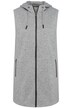 Vesta z pleteného flísu, kapuce, vzadu delší, bez rukávů