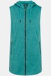 Strickfleece-Weste, Kapuze, hinten länger, ärmellos