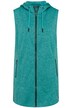 Vesta z pleteného flísu, kapuce, vzadu delší, bez rukávů