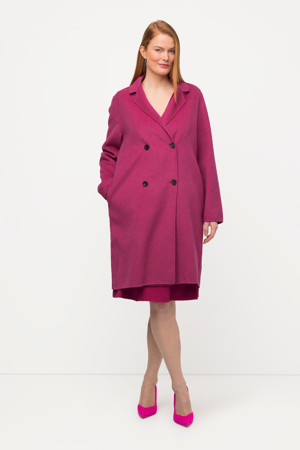 Große Größen Mantel, Damen, rosa, Größe: 46/48, Polyester/Wolle, Ulla Popken