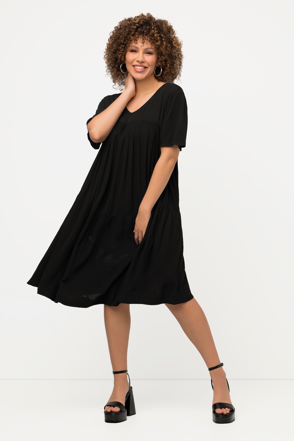 Große Größen Kleid, Damen, schwarz, Größe: 54/56, Viskose, Ulla Popken