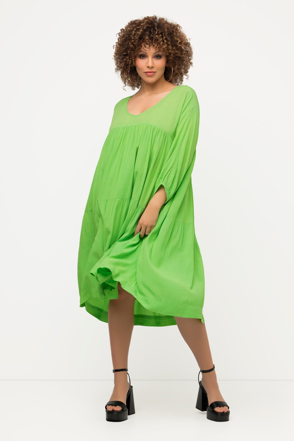 Grote Maten mini jurk, Dames, groen, Maat: 54/56, Viscose, Ulla Popken