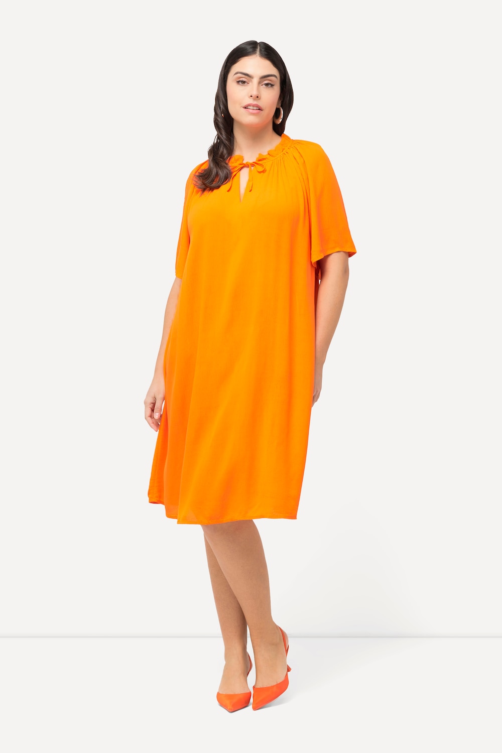 Grote Maten mini jurk, Dames, oranje, Maat: 54/56, Viscose, Ulla Popken