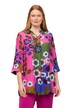 Tunika, květy, A střih, límeček, 3/4 rukávy