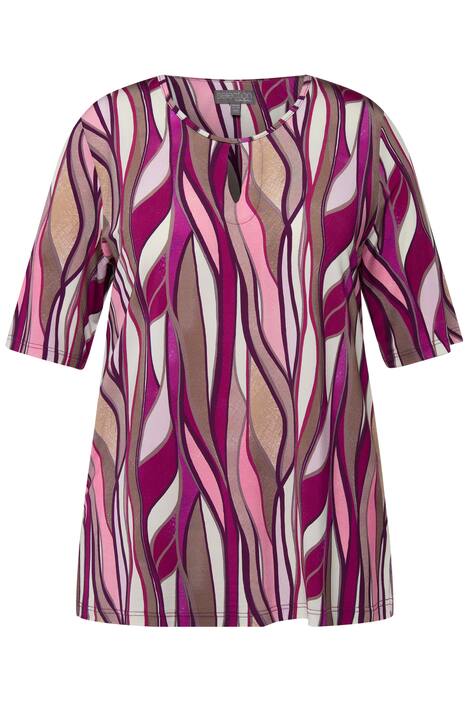 Slinky tričko, vlny, A střih, kulatý výstřih, rozparek, krátké rukávy