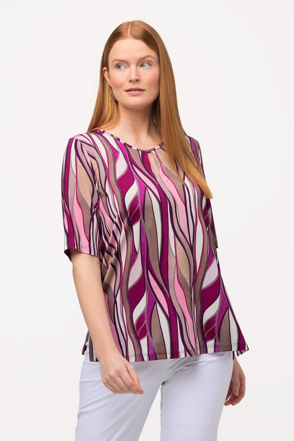 Grote Maten sloinky shirt, Dames, roze, Maat: 42/44, Viscose, Ulla Popken