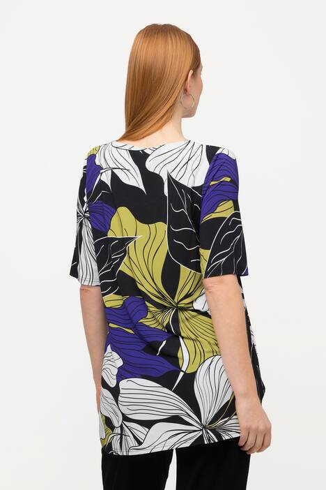 Slinkyshirt, Blüten, A-Linie, Rundhals, Halbarm