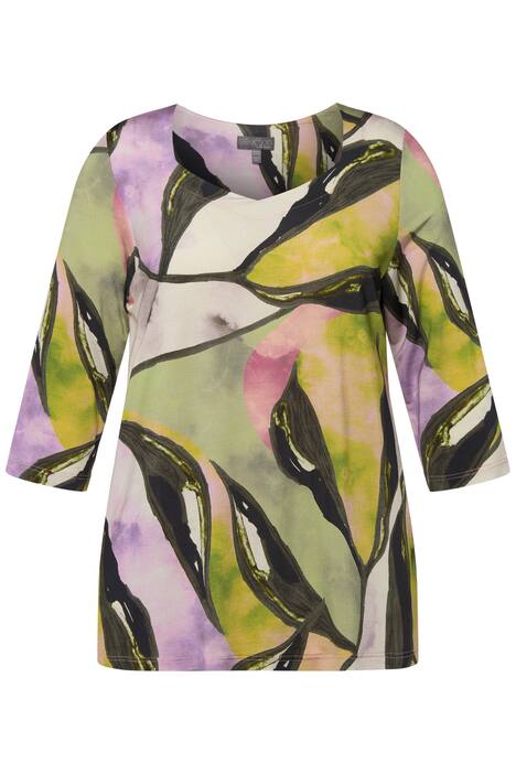 Slinky tričko, potisk, srdcový výstřih, 3/4 rukávy