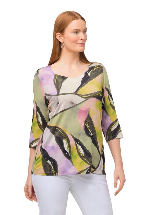 Slinky tričko, potisk, srdcový výstřih, 3/4 rukávy